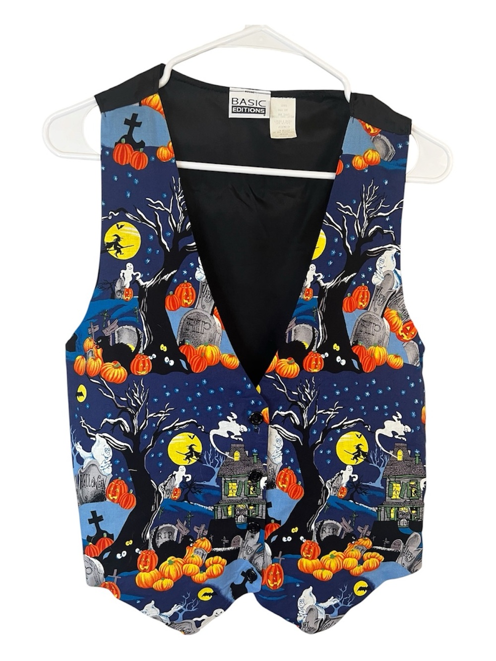 Vintage 90s Halloween ghosts Witches  Pumpkin Haunted Vest Unisex Adult